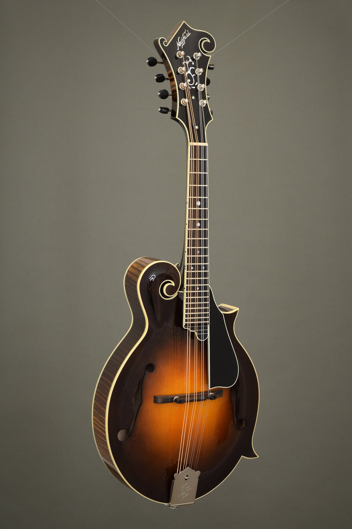 Full front view of the Northfield Big Mon mandolin with Engelmann spruce top