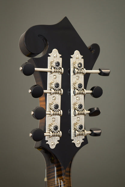 Back of the Big Mon headstock with engraved Gotoh tuners