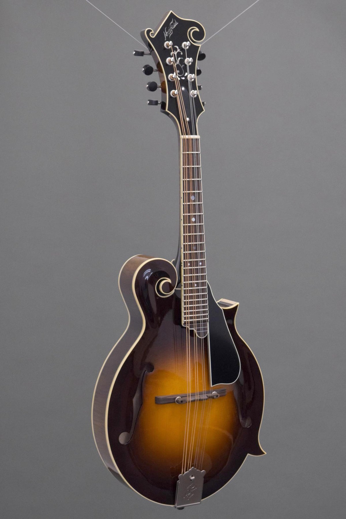 Full front view of the Northfield Big Mon mandolin, Italian spruce top with sunburst stain