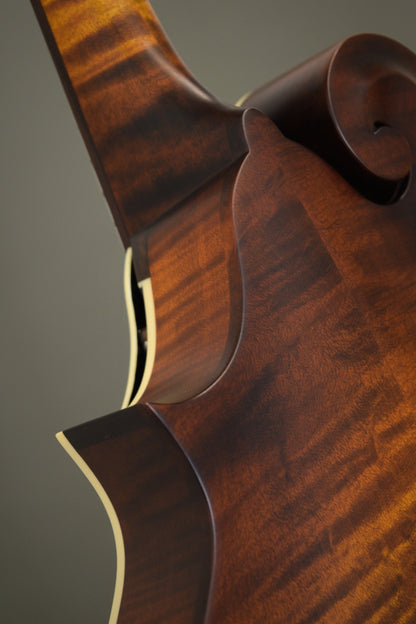 Back of the F2S mandolin's scroll and neck heel
