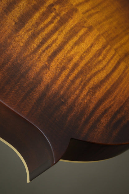 Body point and ivoroid binding on the back of the F2S mandolin