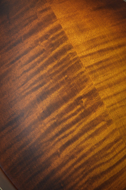 Close-up of the flame maple figure on the F2S mandolin's back