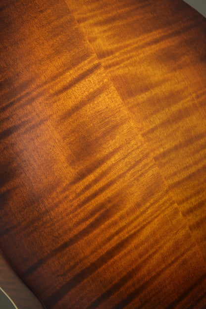 Close-up of the flame maple figure on the F2S mandolin's back