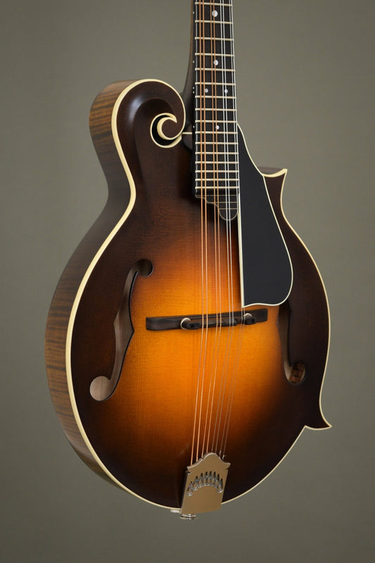 Northfield F5S mandolin with Engelmann spruce top in sunburst, angled front view