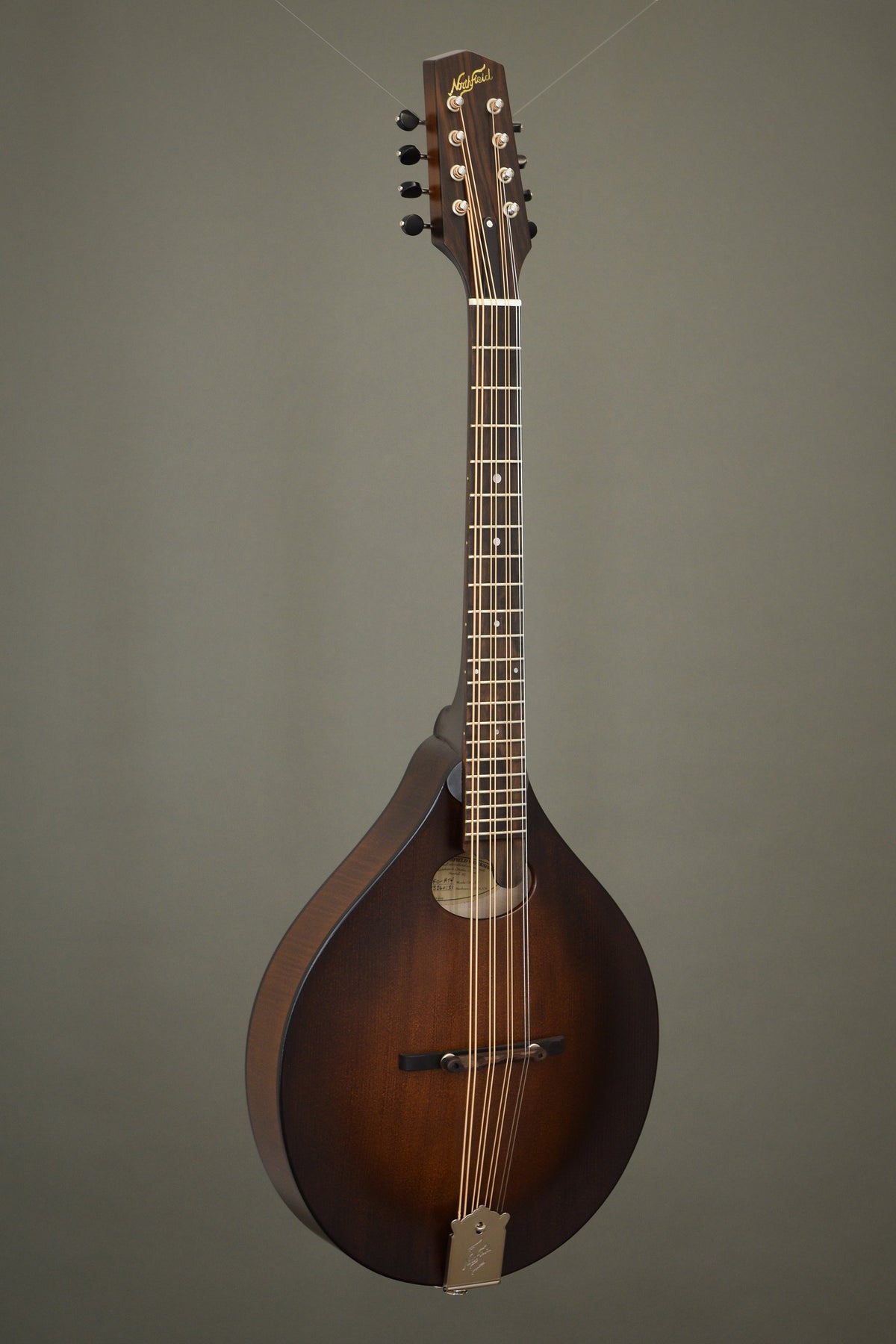 Full front view of the Northfield Wavelength A-style octave mandolin with oval hole