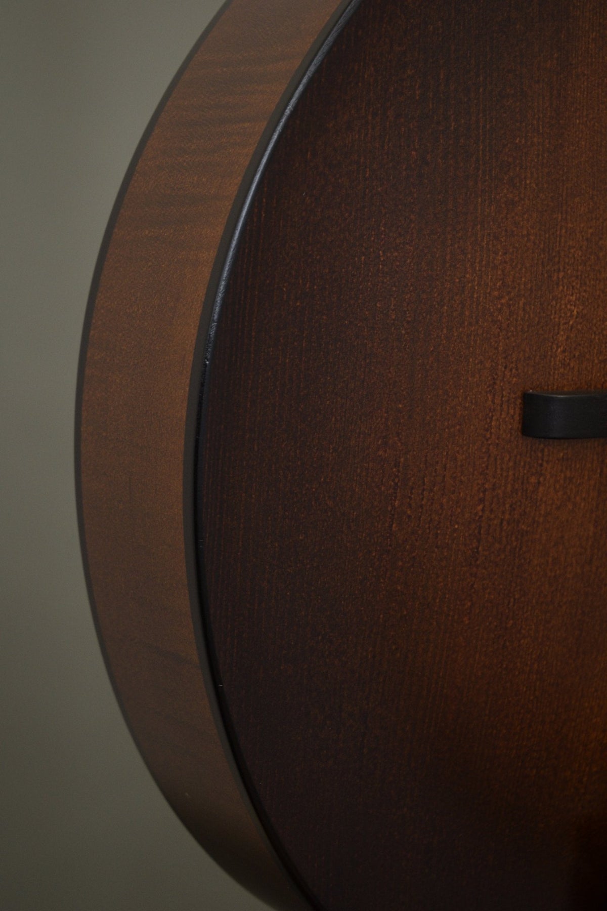 Red spruce top and rim edge on the Wavelength octave mandolin in Dark Leatherburst